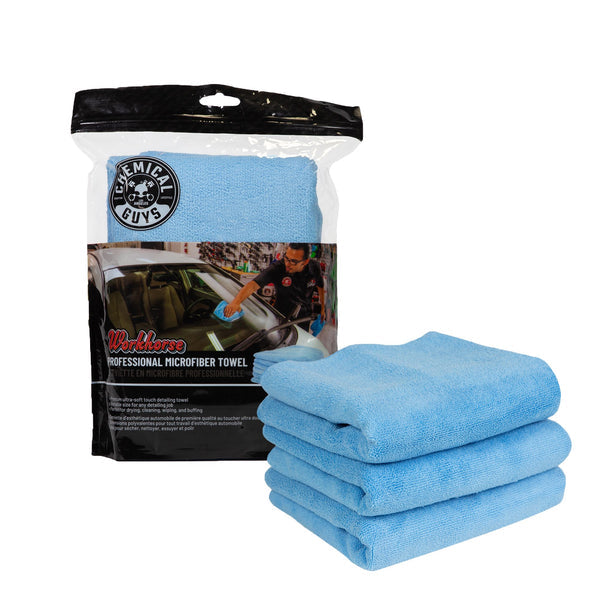 Serviette en microfibre de qualité professionnelle Chemical Guys Workhorse (paquet de 3)