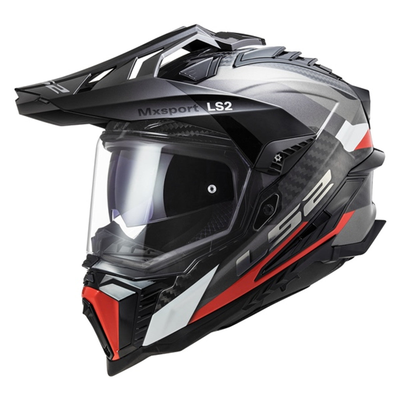 Casque double sport LS2 Explorer Carbon Frontier (Titane brillant/Rouge)