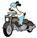 Royal Distributing Motocycle Dog Sticker, Matte, 4"