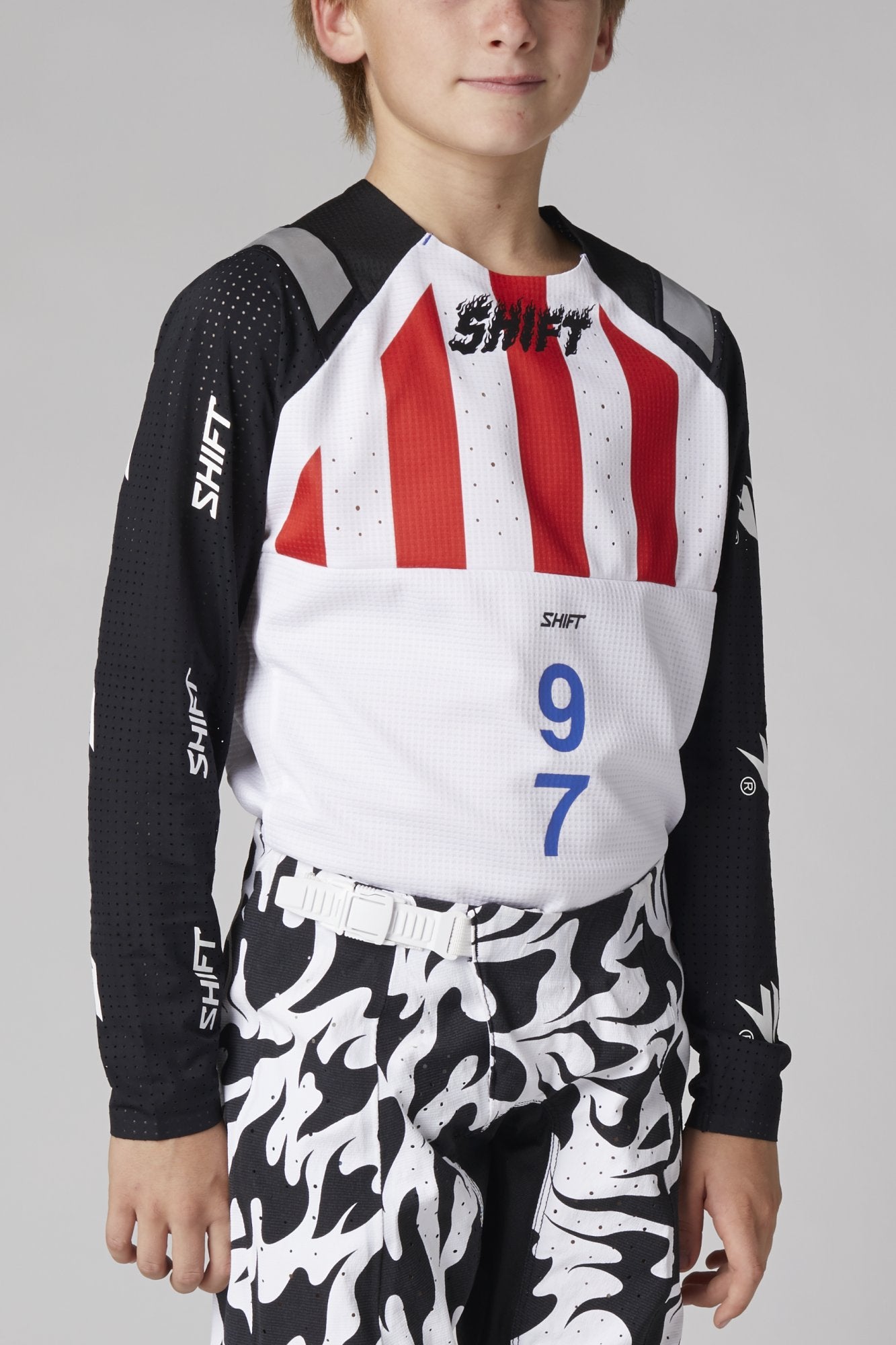 Shift Youth Blue Label Flame MX Jersey (Closeout)