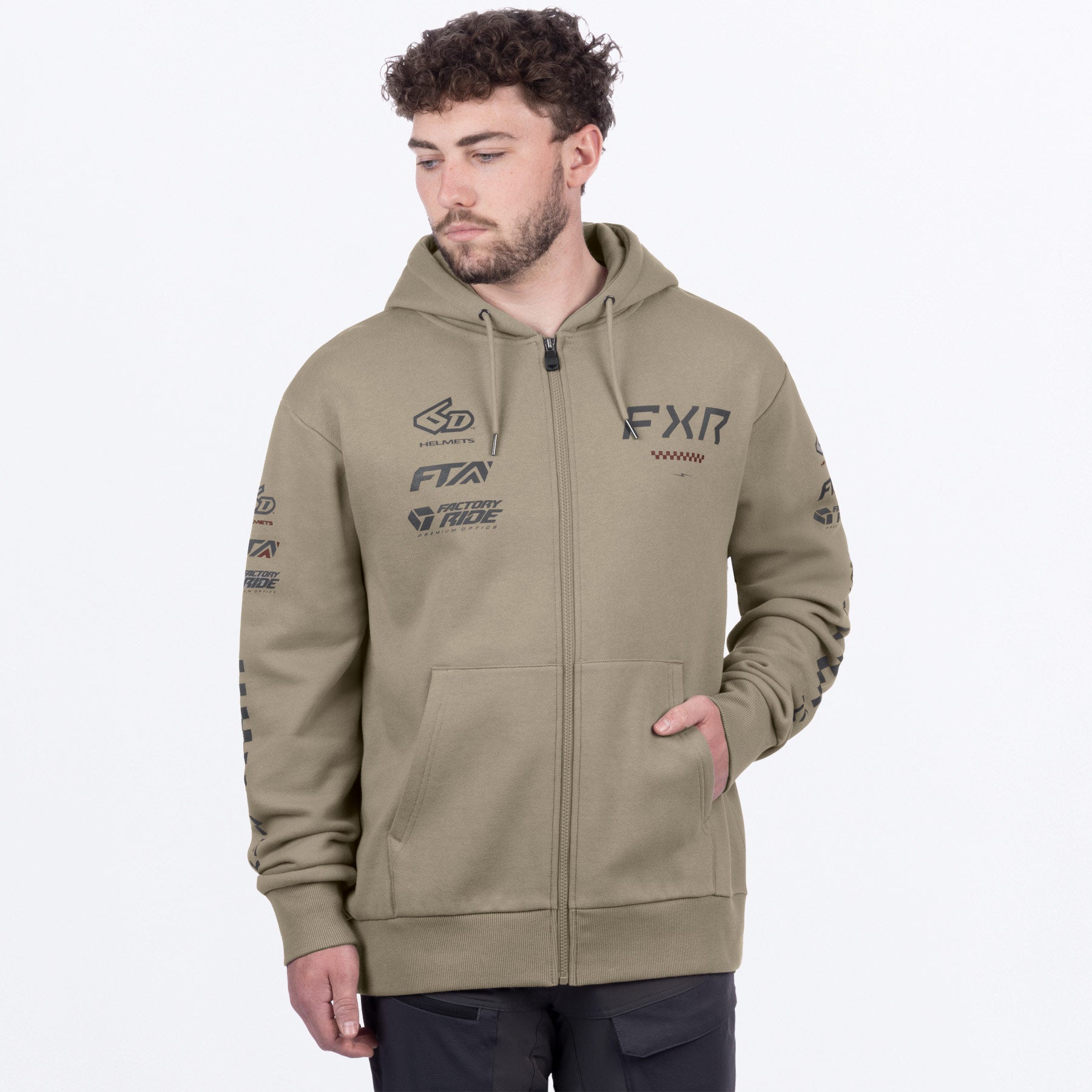 Sweat à capuche zippé en coton FXR Stack