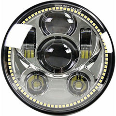 Speed Demon 5.75" Motorcycle LED Headlight - Chrome w/ DRL Halo