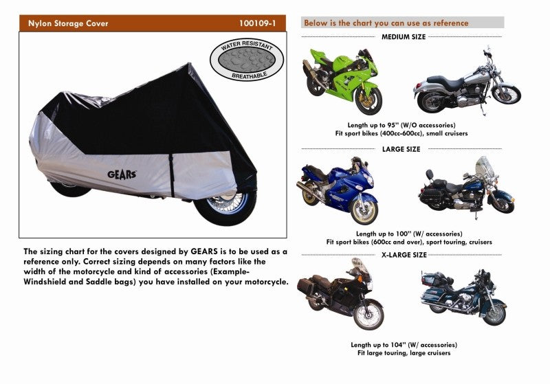 Housse de moto en nylon Gears
