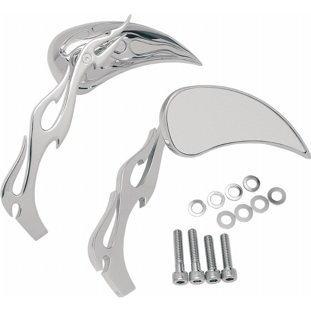 Rétroviseurs de moto Drag Specialties Flame Teardrop avec bras sculptés