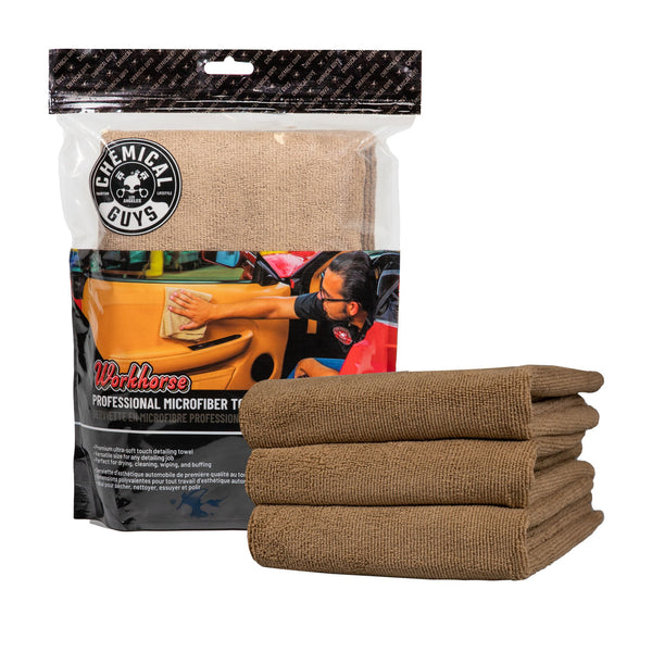 Chemical Guys Workhorse Professional Grade Microfiber Towel (3 Pack)