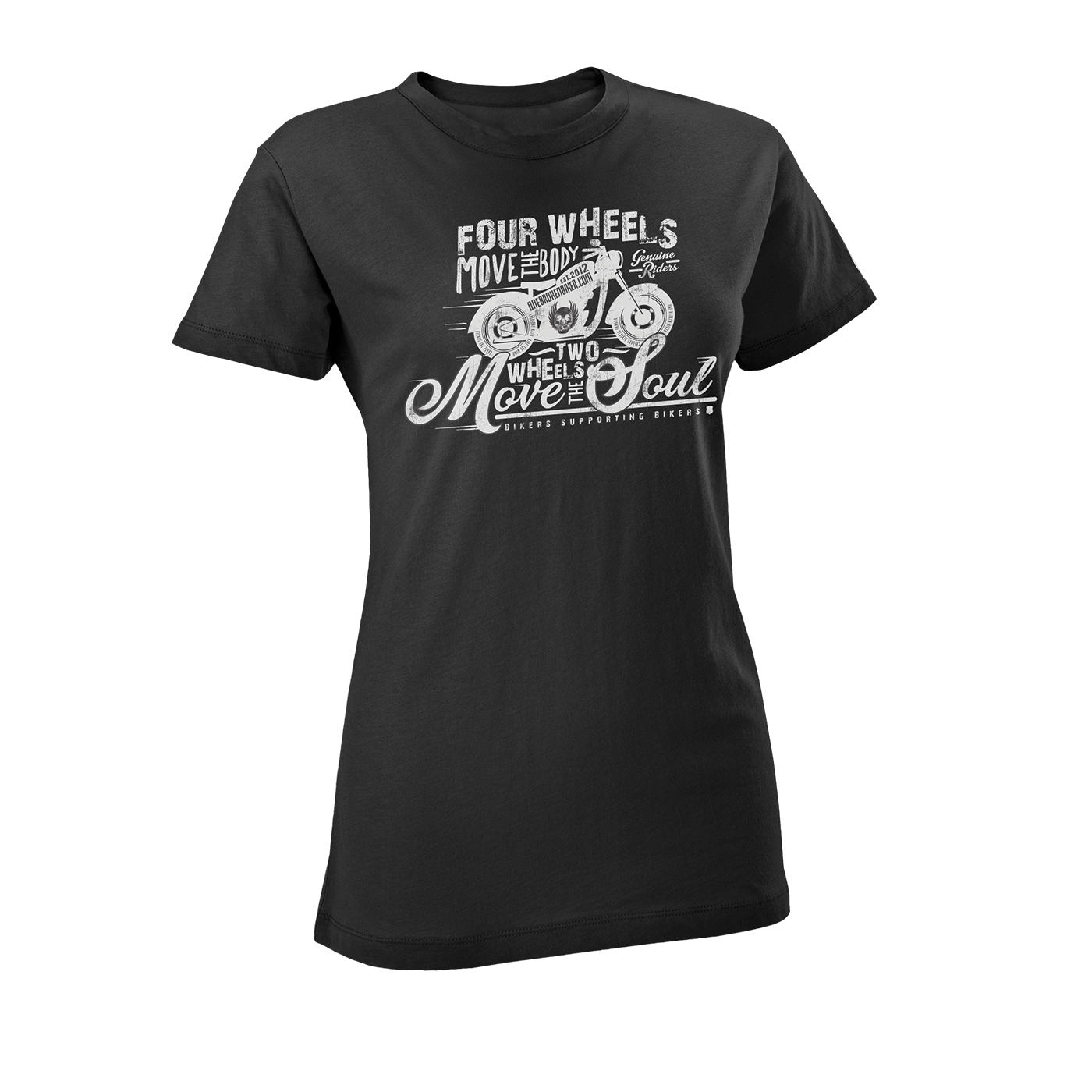 One Broken Biker Women's 2 Wheels Move The Soul Tee