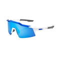 100% Speedcraft Sunglasses, Matte White/Metallic Blue/Hiper Blue Mirror