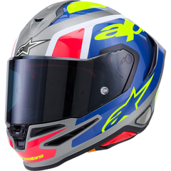 Alpinestars Supertech R7 Lumen Full Face Helmet - Silver/Blue/Pink/Yellow Glossy / XS
