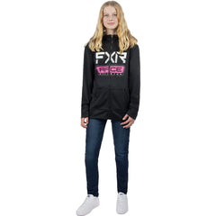 Sweat à capuche technique FXR Youth Race Division - Noir/Rose électrique / M