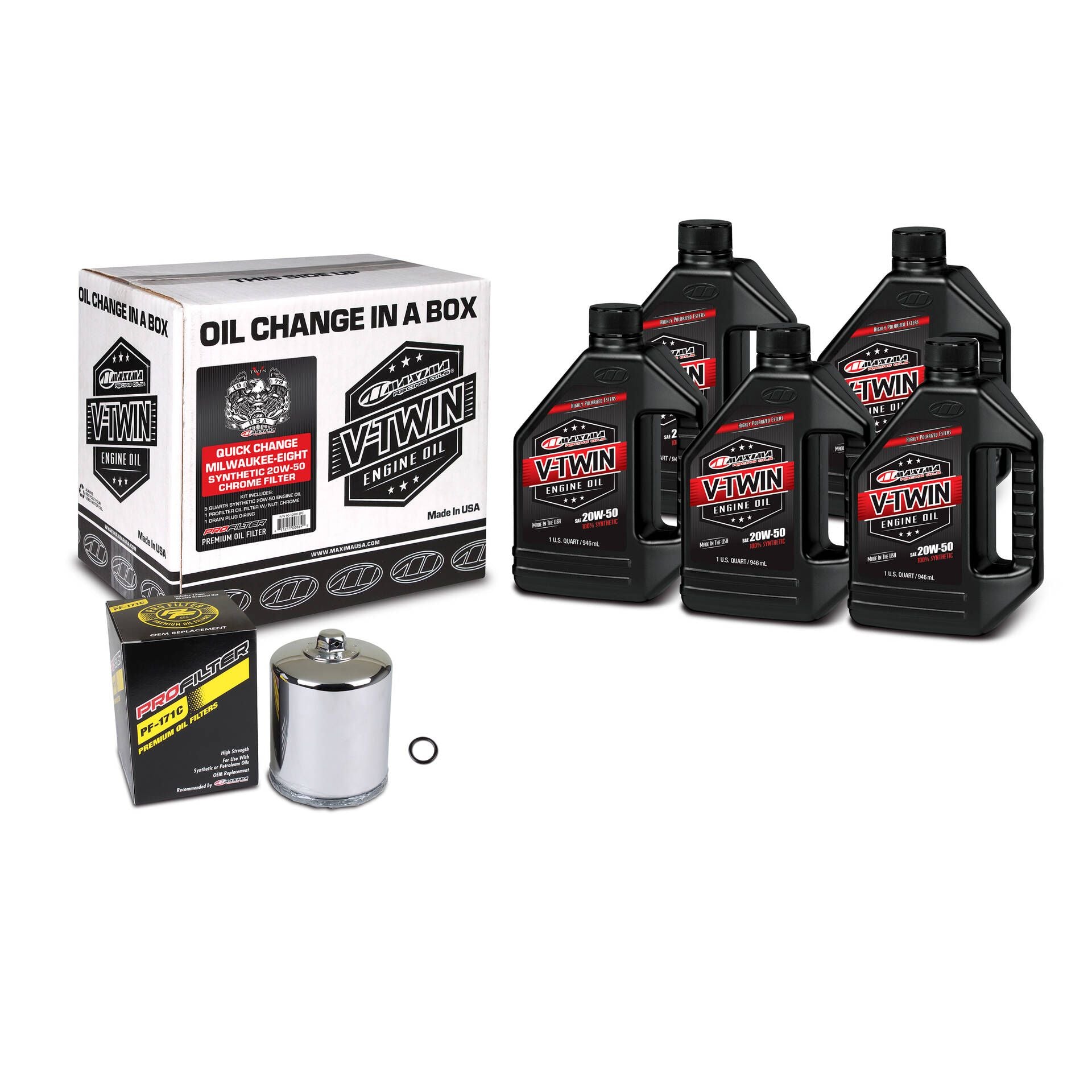 Kit de vidange d'huile synthétique Maxima V-Twin avec filtre